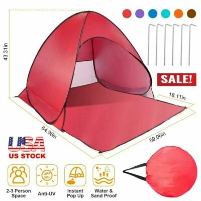 Pop Up Beach Tent Anti-UV Sun Cover Shade Shelter Outdoor Beach Camping Tent - Image 1 of 4