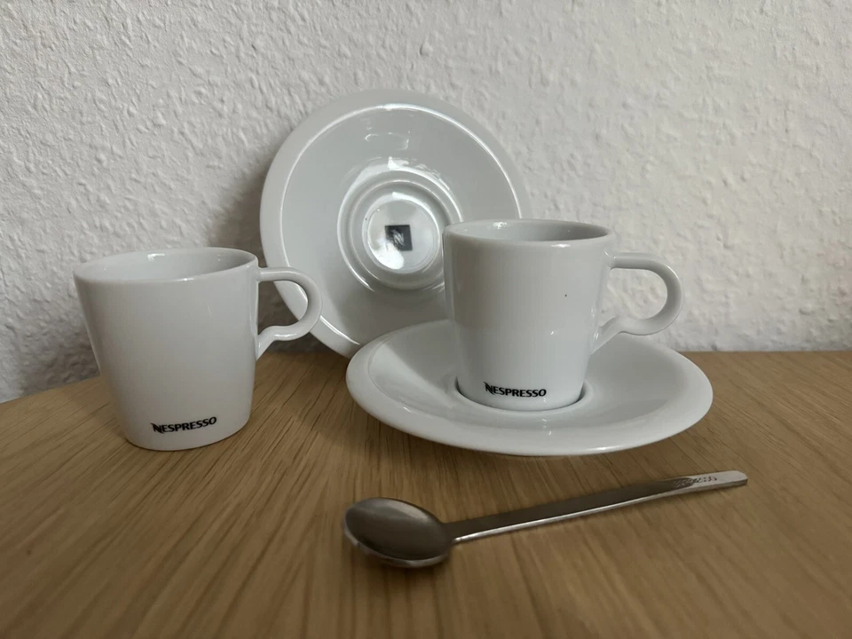 4er Set Espresso Tassen, Untertassen und Löffel NESPRESSO Lim. Edition Profe - Bild 1 von 4