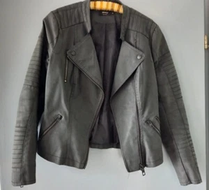 Kunstlederjacke - Jacke - Bikerjacke - Gr. 36 -gefüttert - dunkelgrau - Bild 1 von 2