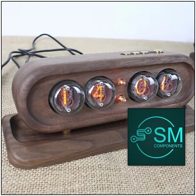 QS-30 4 Digit Nixie tube Clock Inc Enclosed Black Walnut Base And Stand - image 1 of 4