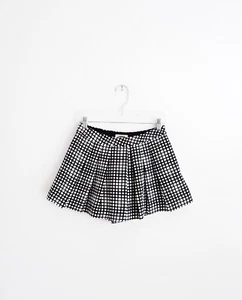 L'Agence White Black Grid Check Pleated Wide Leg Shorts size 2 - Picture 1 of 5