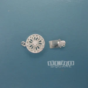 Sterling Silver 11mm Round Filigree Daisy Floral Box Clasp Connector #33233-11mm - Picture 1 of 2