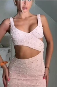 Oh Polly Kleid mit Perlenverzierung Cut-Out UK Größe 10 neu mit Etikett - Bild 1 von 2