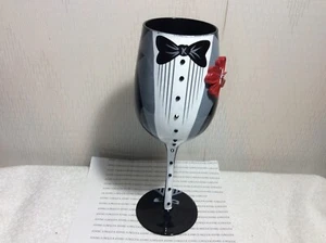 BICCHIERE VINO MENSOLA SUPERIORE "WEDDING TUXEDO" nuovo in scatola sposo-miglior uomo-usher - Foto 1 di 7