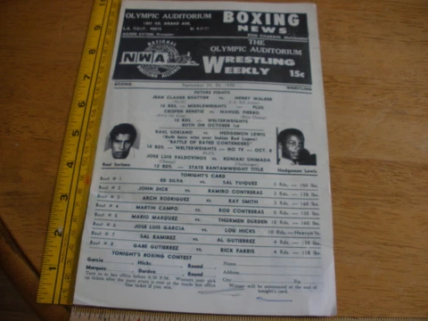1970 Boxing program Olympic Aud Lou Hicks Jose Garcia wrestling Freddie Blassie Cover