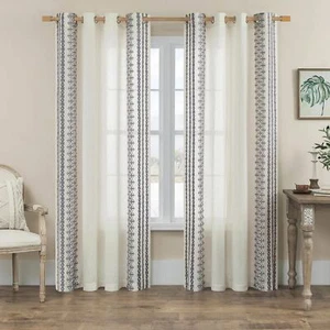 Sheer Curtains 108 Inches Long 2 Panels for Living Room Bedroom Grommet Rusti... - Picture 1 of 7