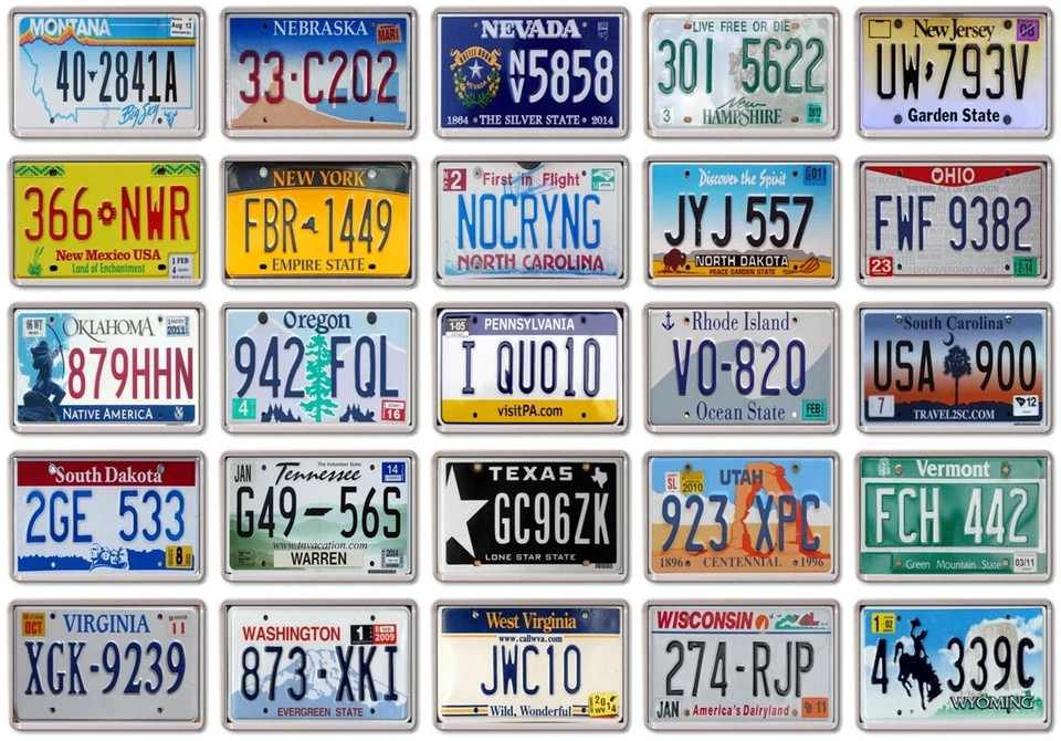 FRIDGE MAGNET - License Plates (Various Designs)- US States American licence - Image 1 of 1