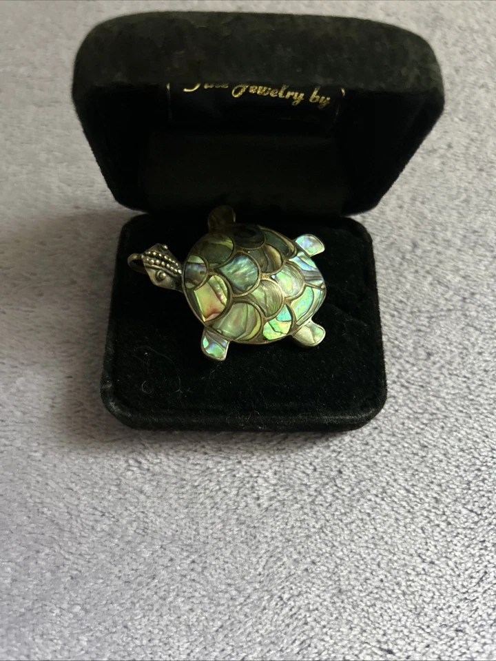 Colgante de plata de ley 925 concha de abulón de tortuga marina Honu hawaiana Foto 1 de 1