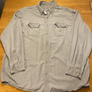 Camisa para hombre Carhartt resistente al fuego con botones talla 3XL alta FRS160 gris manchas - Imagen 1 de 15
