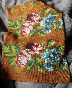 Bolso de Noche Cartera Jardín Flor Colorida Con Cuentas Deco De Colección - Imagen 1 de 3