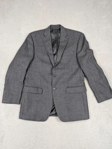 Chaps Blazer Mens 40R Gray Houndstooth Wool Sport Coat Two Button Jacket Lined - Picture 1 of 12