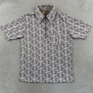 Vintage Cellini Knitwear Mens Medium Dagger Collar 1/4 Zip Nylon 70s Dance Disco - Picture 1 of 11