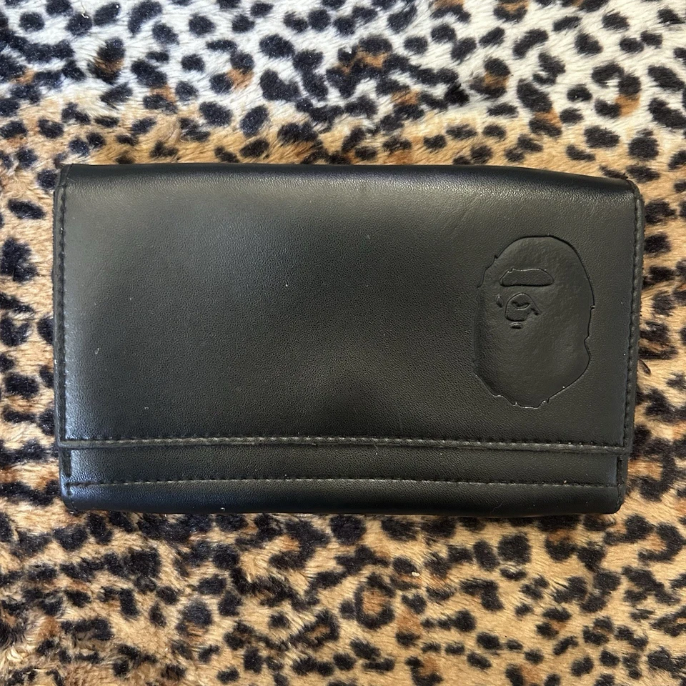 A Bathing Ape BAPE Black Leather Long Wallet Japanese Magazine Exclusive - Image 1 of 3