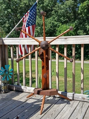 Primitive American Weasel From 1800s Hardwood Farm Yarn Winder Wheel Wool Spinnr - Image 1 of 4