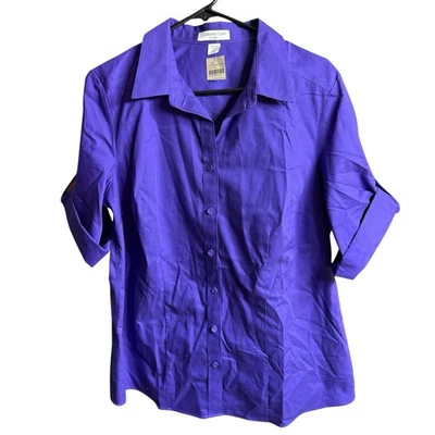 Coldwater Creek No Iron Purple Shirt Women's Plus Sz 1X 18 Button Up Long Sleeve - Image 1 of 4