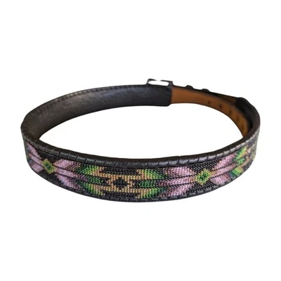 Douglas Magnus Brown Leather Beaded Belt with Silver Buckle - Image 1 of 4