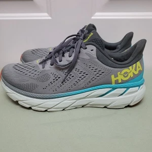 Scarpa da corsa uomo HOKA One One Clifton 7 taglia 11 2E/EE larga grigio blu maglia - Foto 1 di 15