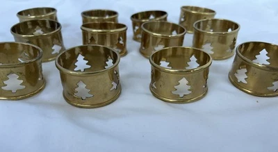 Juego de 12 servilleteros vintage de latón recortados para árbol de Navidad vacaciones Foto 1 de 4