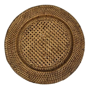 Set Of 4 Handwoven Rattan Wicker Woven Charger Plates 12.5" Round Natural Brown - Picture 1 of 4
