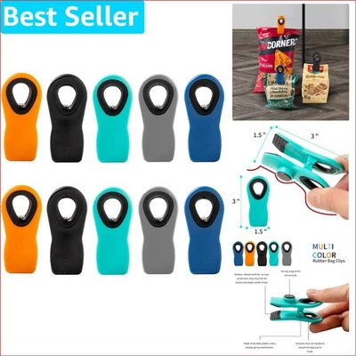 Versatile Silicone Magnetic Bag Clips - 10 Colorful Clips for Home & Kitchen - Image 1 of 4