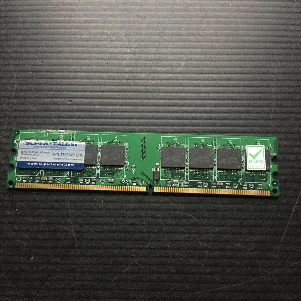 Super Talent 1GB DDR2 533MHz PC2-4200 2Rx8 T533UN1G/M Desktop Memory Made IN USA - Image 1 of 3