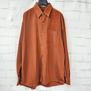 NADIR Vintage Burnt Orange Rust Button Down Collar Unique Mens L Pocket Meta - Picture 1 of 11