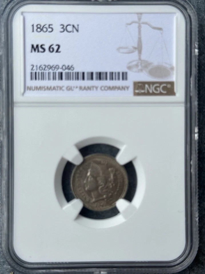 1865 Three Cent Nickel - 3CN NGC MS62 - Image 1 of 4