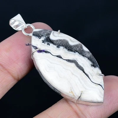 Кулон ручной работы из кальцита агата посеребренный 925 пробы 2,25 дюйма - Изображение 1 из 3