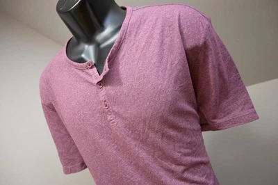 John Varvatos Henley Tee Shirt Marled Purple Poly-Rayon Short Sleeve Mens Sz XL - Image 1 of 4