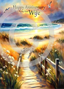 NEU Happy Anniversary To My Dear Wife A5 Karte Liebe Hochzeitstag - Bild 1 von 4