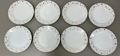 Set of 8 Pampered Chef CELEBRATION PARTY Dessert Salad Plates - Gold Stars 8" - Image 1 of 4