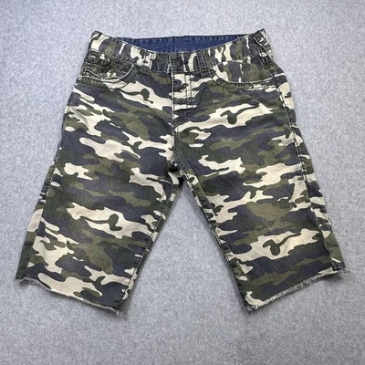 Pantalones Cortos True Religion Para Hombre 30 Verde Camuflaje Ricky Big T Botón Mosca Dobladillo Crudo Relajado Foto 1 de 4