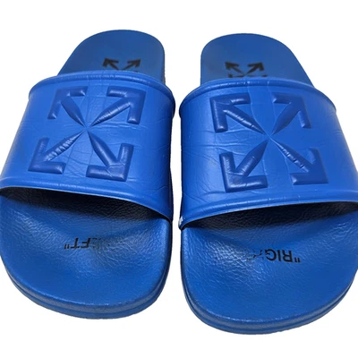 OFF-WHITE Virgil Abloh Rubber Sandals Arrow Pool Sliders Blue Size 40 - Image 1 of 4