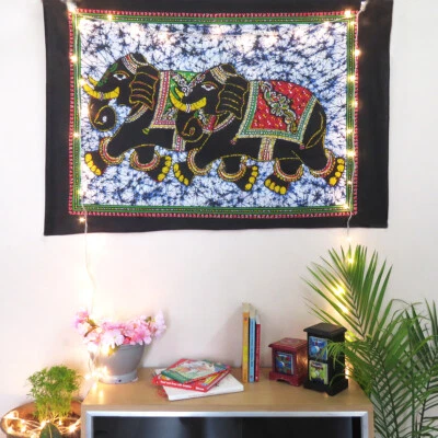 Wall Hanging Elephant Cotton Tapestry Boho Hippie Wall Decor Throws Poster Gift - Image 1 of 4