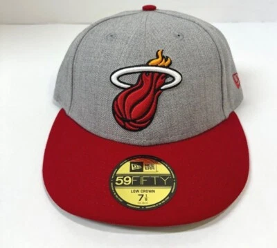 Miami Heat NBA NE  "Low Crown"  Fitted Hat-Heathered Gray/Red - Image 1 of 4
