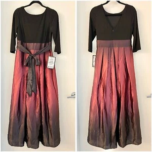 Macy's SLNY 3/4-Ärmel Ombré Plissee Maxikleid Größe 10 Petite Neu mit Etikett - Bild 1 von 9