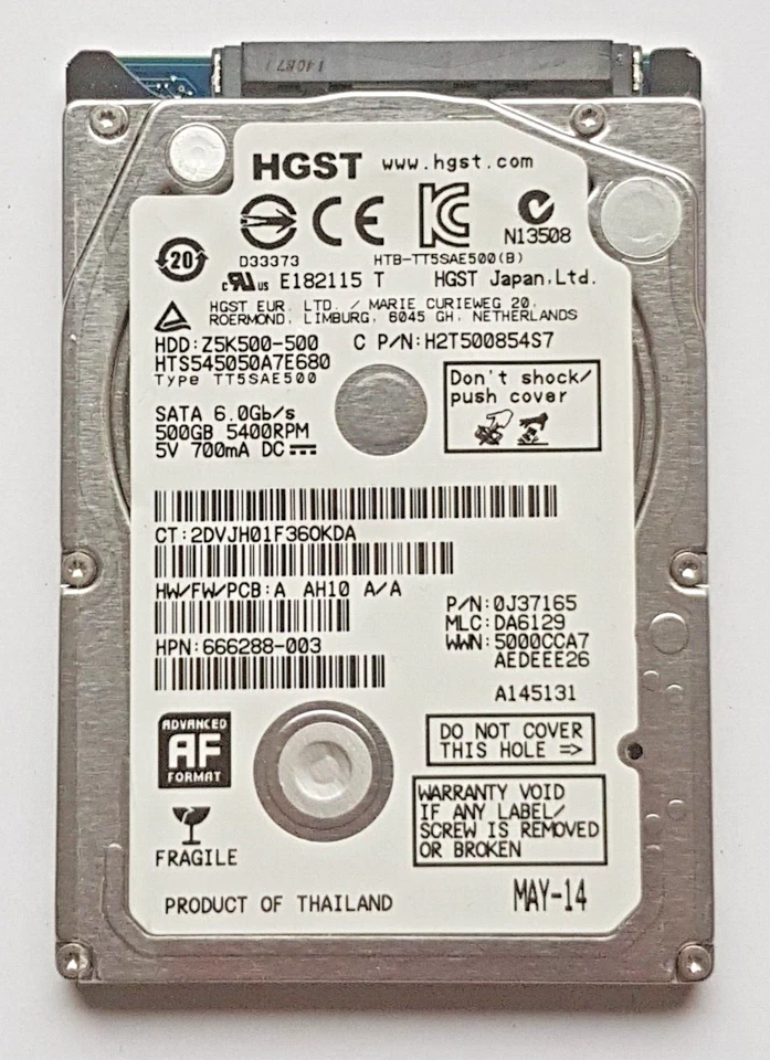 500 GB SATA HGST HTS545050A7E680 5400RPM 8MB HDD 2.5" Internal Hard Drive - Image 1 of 1