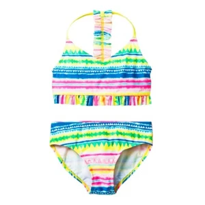 Cat & Jack Multi-Color Ruffle Midkini Bikini 2-Pc.Set Swimwear Girls XS,S,M,L,XL - Picture 1 of 2