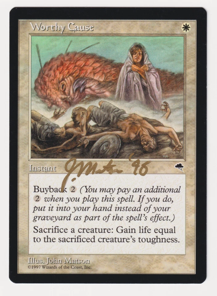Gold Signed Worthy Cause LP Tempest Artist John Matson Dated '98 WOTC MTG Magic! - Image 1 of 2