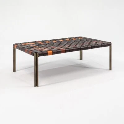 Gratz Industries Laverne TG-18 Small Woven Leather Bench with Bronze Frame 45x26 - Image 1 of 4