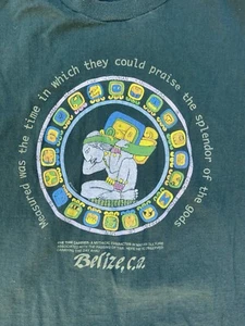 Vintage Belize Mayan UFO Alien Shirt 2XL 90s Conspiracy Theories Spiritual gods - Picture 1 of 7