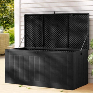 Gardeon Outdoor Storage Box 830L Container Lockable Bench Tool Shed All Black - Picture 1 of 7