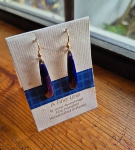 Pendientes de porcelana vintage pintados a mano de oro cobalto vena Jeanie Wendell-Vogel - Imagen 1 de 16