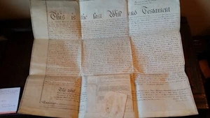 1834 GEORGE IV 19TH C VELLUM WILL - JONAS HOBSON - SMITHHOUSE HALIFAX YORKSHIRE - Picture 1 of 13