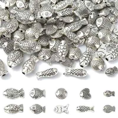 100pcs Tibetan Silver Retro Spacer Beads Fish Beads  for Jewelry Making - Image 1 of 4