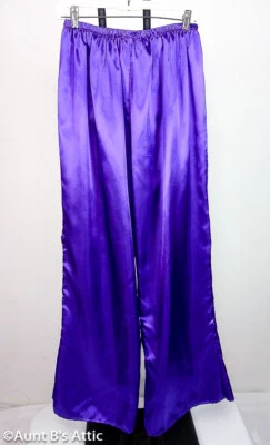 Unisex Años 60-70 Estilo Púrpura Poli Satén Cintura Elástica Disfraz Pantalones Lg Foto 1 de 2