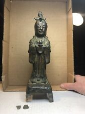 ANTIQUE OR ANCIENT CHINESE BRONZE BUDDHA STATUE SCULPTURE FIGURE GOLD GILT TRACE