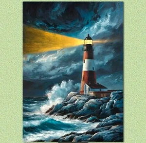 Art Canvas Nautical Lighthouse Canvas Wall Art. 16 x 24in. UNFRAMED - Picture 1 of 2