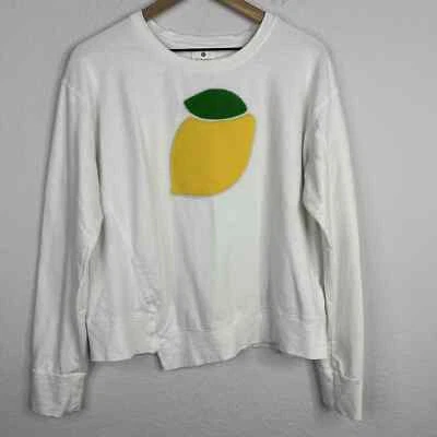 Sundry Sweatshirt Womens Size 3/L White Long Sleeve Lemon Patch Relaxed Hipster - Image 1 of 4
