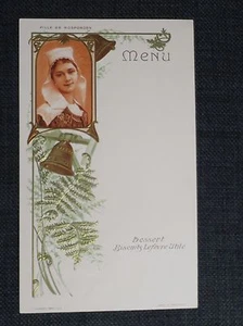 LEFEVRE UTILE LU ancien menu gaufré fille de ROSPORDEN - Picture 1 of 1